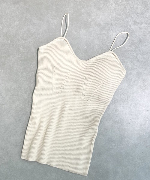 mystic（ミスティック）の「パット付ニットキャミソール（キャミソール・レディース・ブラック/ベージュ/パープル/アイボリー・FREE）」の2枚目の写真