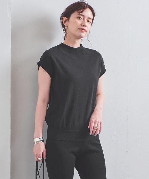 UNITED ARROWS（ユナイテッドアローズ）の「UWSC ハイネック フレンチスリーブニット◆（ニット/セーター・レディース・ブラック/オフホワイト/モカ・FREE）」の8枚目の写真