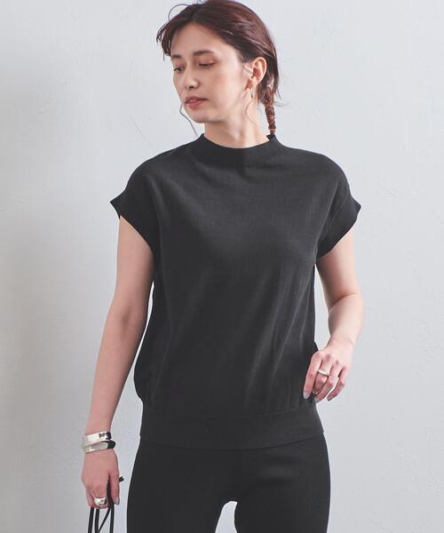 UNITED ARROWS（ユナイテッドアローズ）の「UWSC ハイネック フレンチスリーブニット◆（ニット/セーター・レディース・ブラック/オフホワイト/モカ・FREE）」の5枚目の写真