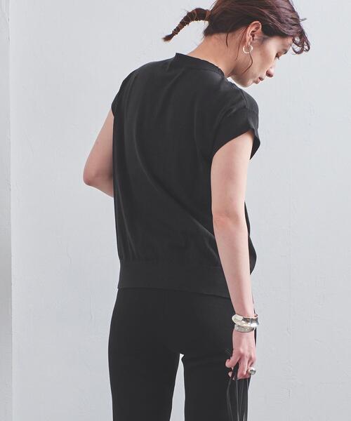 UNITED ARROWS（ユナイテッドアローズ）の「UWSC ハイネック フレンチスリーブニット◆（ニット/セーター・レディース・ブラック/オフホワイト/モカ・FREE）」の4枚目の写真