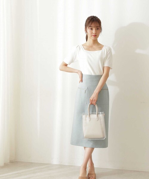 PROPORTION BODY DRESSING（プロポーションボディドレッシング）の「＜Ｅ＞ボリュームスリーブリボンニット / 1211275500（ニット/セーター・レディース・グレー/ホワイト系その他/イエロー系その他・FREE）」の9枚目の写真