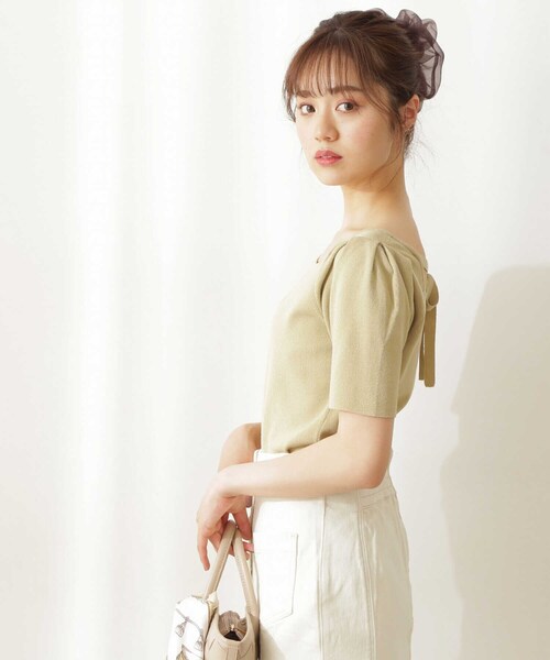 PROPORTION BODY DRESSING（プロポーションボディドレッシング）の「＜Ｅ＞ボリュームスリーブリボンニット / 1211275500（ニット/セーター・レディース・グレー/ホワイト系その他/イエロー系その他・FREE）」の6枚目の写真