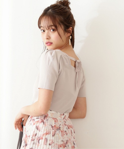 PROPORTION BODY DRESSING（プロポーションボディドレッシング）の「＜Ｅ＞ボリュームスリーブリボンニット / 1211275500（ニット/セーター・レディース・グレー/ホワイト系その他/イエロー系その他・FREE）」の2枚目の写真