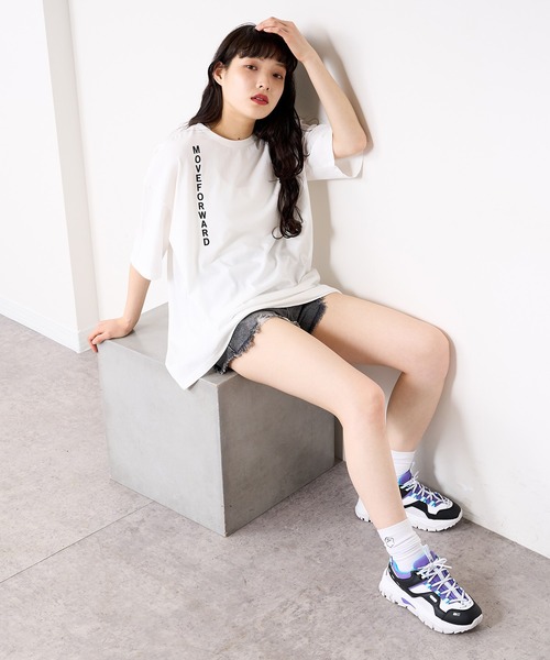 RASVOA（ラスボア）の「MOVE FOWARD ハングルＴシャツ（Tシャツ/カットソー・レディース・ブラック/オフホワイト・FREE）」の9枚目の写真