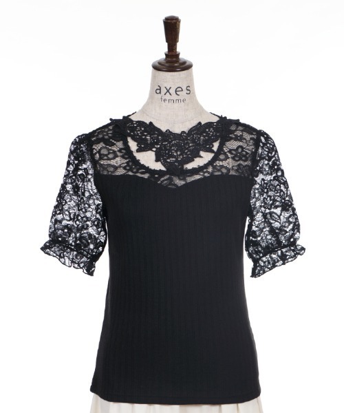 axes femme(アクシーズファム)の「チョーカー風ビスチェ切替PO(Tシャツ/カットソー・レディース・ブラック/ホワイト/ピンク・MEDIUM)」の6枚目の写真