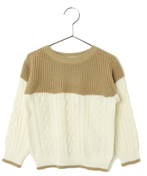 GLOBAL WORK（グローバルワーク）の「【洗えるニット】カラーブロックニットプルオーバー/550025（ニット/セーター・キッズ・イエロー/ブラック/ブルー/レッド/ベージュ・X-LARGE/MEDIUM/SMALL/LARGE）」の3枚目の写真