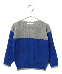 GLOBAL WORK | 【洗えるニット】カラーブロックニットプルオーバー/550025(ニット/セーター)