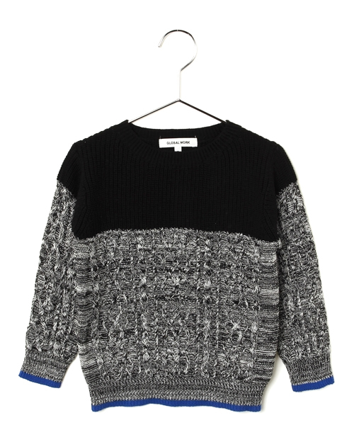 GLOBAL WORK（グローバルワーク）の「【洗えるニット】カラーブロックニットプルオーバー/550025（ニット/セーター・キッズ・イエロー/ブラック/ブルー/レッド/ベージュ・X-LARGE/MEDIUM/SMALL/LARGE）」の2枚目の写真