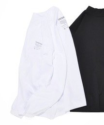 モックネックワンポイントバックプリントロングTシャツ ビッグシルエットロンT(ユニセックス)