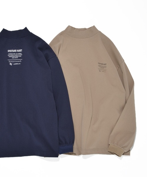 SUPERTHANKS(スーパーサンクス)の「モックネックワンポイントバックプリントロングTシャツ ビッグシルエットロンT(ユニセックス)(Tシャツ/カットソー・メンズ・ネイビー/ブラック/ホワイト/モカ・L/S/M)」の3枚目の写真