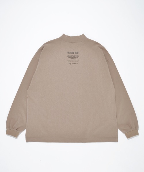SUPERTHANKS(スーパーサンクス)の「モックネックワンポイントバックプリントロングTシャツ ビッグシルエットロンT(ユニセックス)(Tシャツ/カットソー・メンズ・ネイビー/ブラック/ホワイト/モカ・L/S/M)」の6枚目の写真