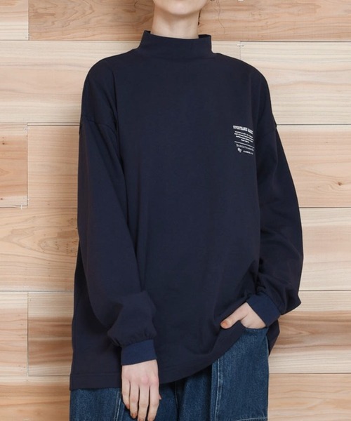 SUPERTHANKS(スーパーサンクス)の「モックネックワンポイントバックプリントロングTシャツ ビッグシルエットロンT(ユニセックス)(Tシャツ/カットソー・メンズ・ネイビー/ブラック/ホワイト/モカ・L/S/M)」の19枚目の写真