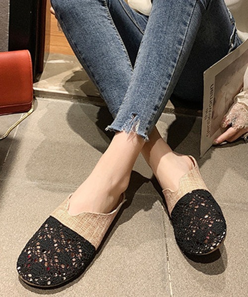 TeddyShop(テディショップ)の「レディース クロシェ編みフラットサンダル(サンダル・レディース・アイボリー/ブラック・24.5cm/23cm/25cm/22.5cm/23.5cm/24cm)」の8枚目の写真