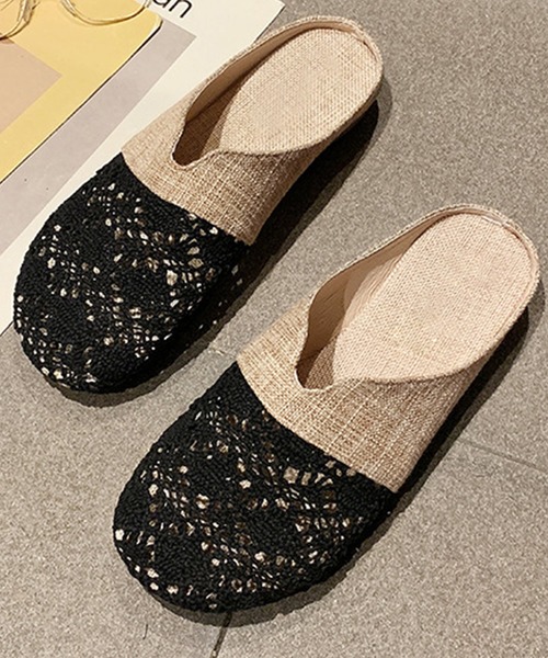 TeddyShop(テディショップ)の「レディース クロシェ編みフラットサンダル(サンダル・レディース・アイボリー/ブラック・24.5cm/23cm/25cm/22.5cm/23.5cm/24cm)」の4枚目の写真