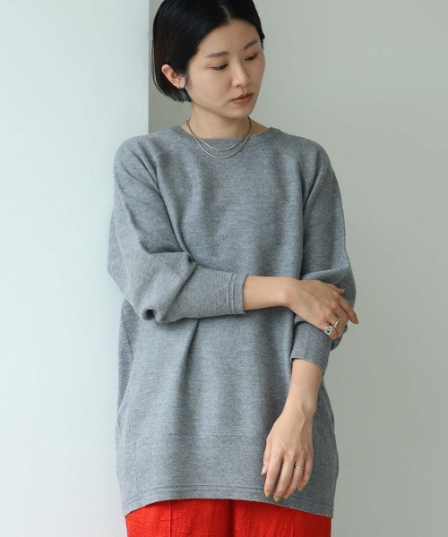 nitca（ニトカ）の「ニットスウェット オーバープルオーバー（ニット/セーター・レディース・キナリ/ライトグリーン/グレー・FREE）」の3枚目の写真