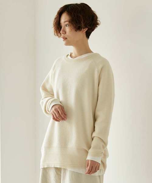 nitca（ニトカ）の「ニットスウェット オーバープルオーバー（ニット/セーター・レディース・キナリ/ライトグリーン/グレー・FREE）」の2枚目の写真