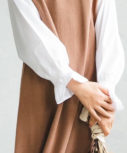 pairmanon（ペアマノン）の「【ママとおそろい】 シャツレイヤード長袖ニットワンピース（ワンピース・キッズ・ブラック/ブラウン/モカ・90/100/110/120/130/140/150）」の10枚目の写真