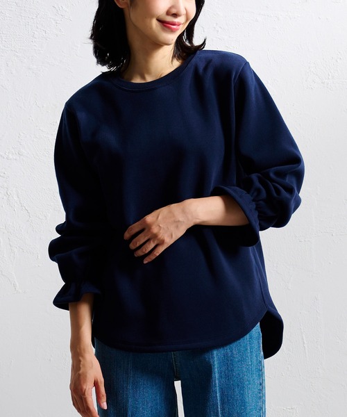 RANAN(ラナン)の「ふわふわあったか!裏起毛ボリュームスリーブプルオーバー(Tシャツ/カットソー・レディース・キャメル/ブラック/チャコールグレー/ライトグレー/アイボリー/グレイッシュベージュ/ネイビー/ブルー・M/L/LL/3L)」の7枚目の写真