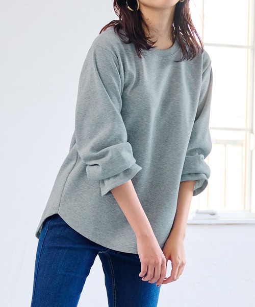 RANAN(ラナン)の「ふわふわあったか!裏起毛ボリュームスリーブプルオーバー(Tシャツ/カットソー・レディース・キャメル/ブラック/チャコールグレー/ライトグレー/アイボリー/グレイッシュベージュ/ネイビー/ブルー・M/L/LL/3L)」の11枚目の写真