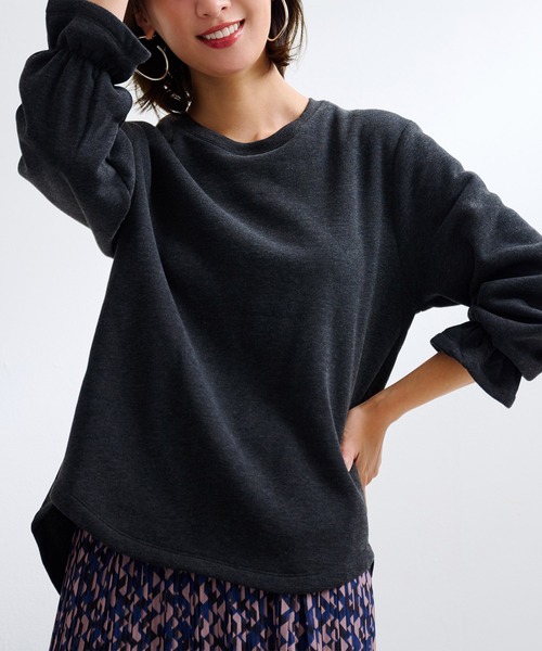 RANAN(ラナン)の「ふわふわあったか!裏起毛ボリュームスリーブプルオーバー(Tシャツ/カットソー・レディース・キャメル/ブラック/チャコールグレー/ライトグレー/アイボリー/グレイッシュベージュ/ネイビー/ブルー・M/L/LL/3L)」の20枚目の写真