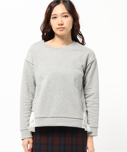 DISCOAT(ディスコート)の「【Discoat】裏毛裾レースプルオーバー(Tシャツ/カットソー・レディース・クリーム/グレー/ネイビー・フリ-)」の13枚目の写真