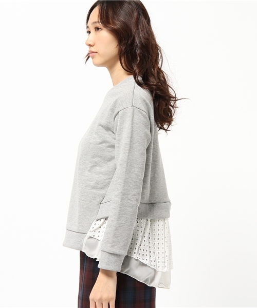 DISCOAT(ディスコート)の「【Discoat】裏毛裾レースプルオーバー(Tシャツ/カットソー・レディース・クリーム/グレー/ネイビー・フリ-)」の14枚目の写真