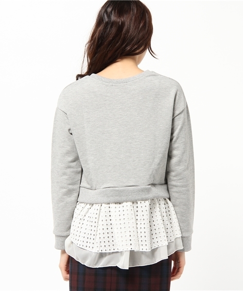 DISCOAT(ディスコート)の「【Discoat】裏毛裾レースプルオーバー(Tシャツ/カットソー・レディース・クリーム/グレー/ネイビー・フリ-)」の7枚目の写真