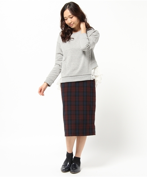 DISCOAT(ディスコート)の「【Discoat】裏毛裾レースプルオーバー(Tシャツ/カットソー・レディース・クリーム/グレー/ネイビー・フリ-)」の8枚目の写真