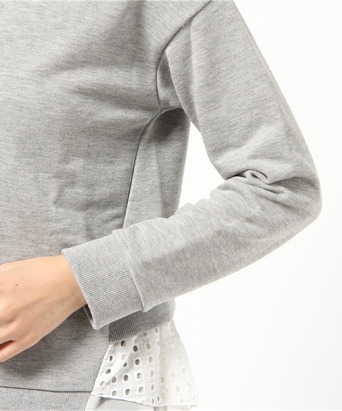 DISCOAT(ディスコート)の「【Discoat】裏毛裾レースプルオーバー(Tシャツ/カットソー・レディース・クリーム/グレー/ネイビー・フリ-)」の10枚目の写真