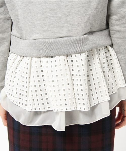 DISCOAT(ディスコート)の「【Discoat】裏毛裾レースプルオーバー(Tシャツ/カットソー・レディース・クリーム/グレー/ネイビー・フリ-)」の12枚目の写真