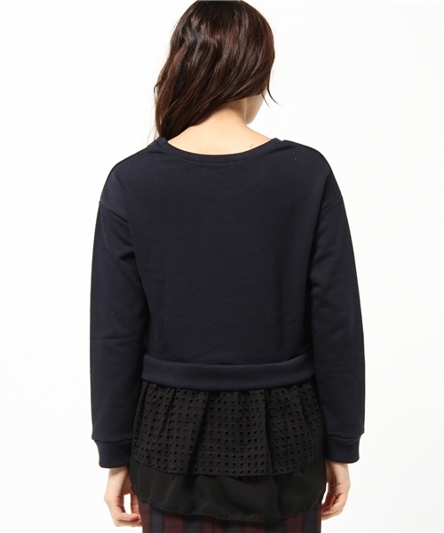 DISCOAT(ディスコート)の「【Discoat】裏毛裾レースプルオーバー(Tシャツ/カットソー・レディース・クリーム/グレー/ネイビー・フリ-)」の6枚目の写真