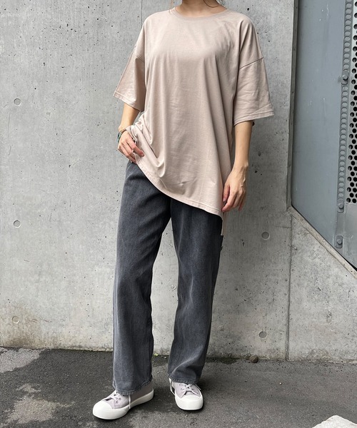 MATCH&more（マッチアンドモア）の「バックプリントオーバーサイズ半袖Ｔシャツ（Tシャツ/カットソー・レディース・ホワイト/ブラック/ベージュ/グレー/カーキ・FREE）」の12枚目の写真