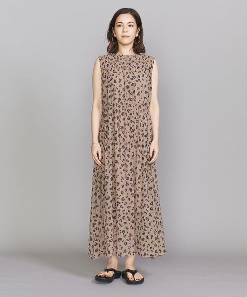 BEAUTY&YOUTH BY レオパードプリント ノースリーブワンピース BEAUTY&YOUTH UNITED ARROWS（ビューティーアンドユース