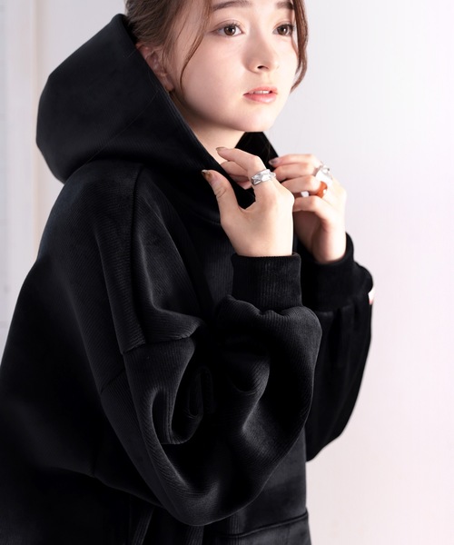 Java（ジャバ）の「《JaVaジャバ コラボ》ビッグシルエットで華奢見せ。ベロアプルパーカー（パーカー・レディース・ブラック/ベージュ/グレー/モカ・MEDIUM/LARGE/X-LARGE）」の16枚目の写真