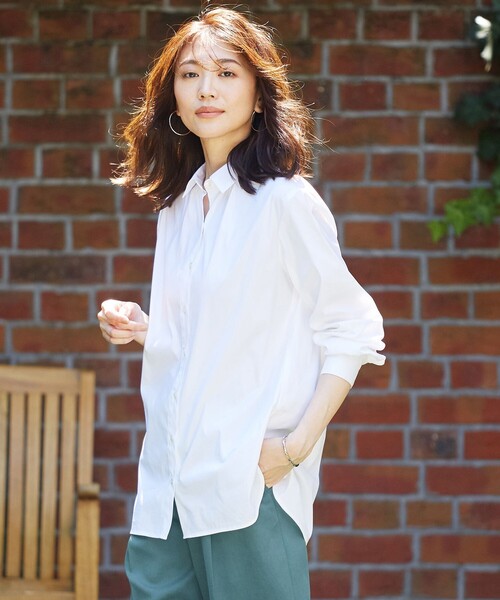 J.PRESS(ジェイプレス)の「【ストレッチ素材】SOMELOS JOYCE シャツカラー ブラウス(シャツ/ブラウス・レディース・ネイビー系1/ブラウン系1/ホワイト系・T15/T13)」の3枚目の写真