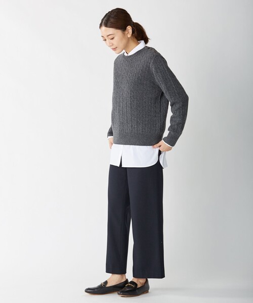 J.PRESS(ジェイプレス)の「【ストレッチ素材】SOMELOS JOYCE シャツカラー ブラウス(シャツ/ブラウス・レディース・ネイビー系1/ブラウン系1/ホワイト系・T15/T13)」の14枚目の写真