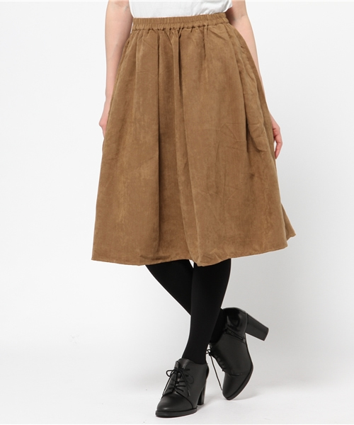 CIAOPANIC（チャオパニック）の「【Ciaopanic】フェイクスエードセミロングフレアSK（スカート・レディース・ブラウン/ネイビー/アイボリー・FREE）」の2枚目の写真