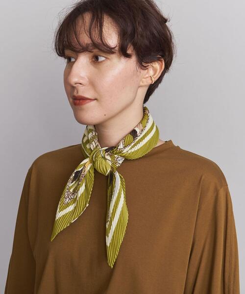 BEAUTY&YOUTH UNITED ARROWS(ビューティーアンドユースユナイテッドアローズ)の「BY プリントプリーツスカーフ(バンダナ/スカーフ・レディース・ライム/モカ・FREE)」の2枚目の写真
