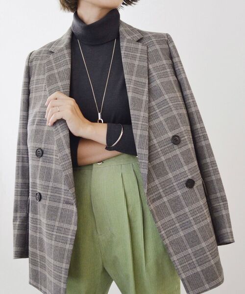 UNTITLED アンタイトル ダブルブレストジャケット チェック UNTITLED（アンタイトル）の「◇メランジドライチェックダブル