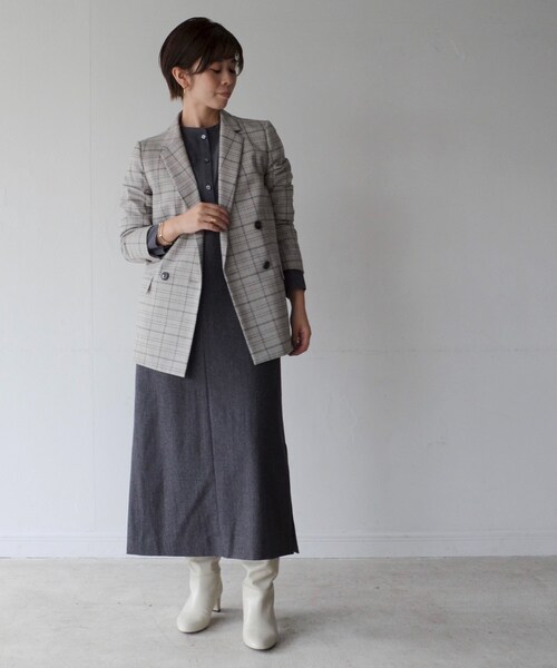 UNTITLED アンタイトル ダブルブレストジャケット チェック UNTITLED（アンタイトル）の「◇メランジドライチェックダブル
