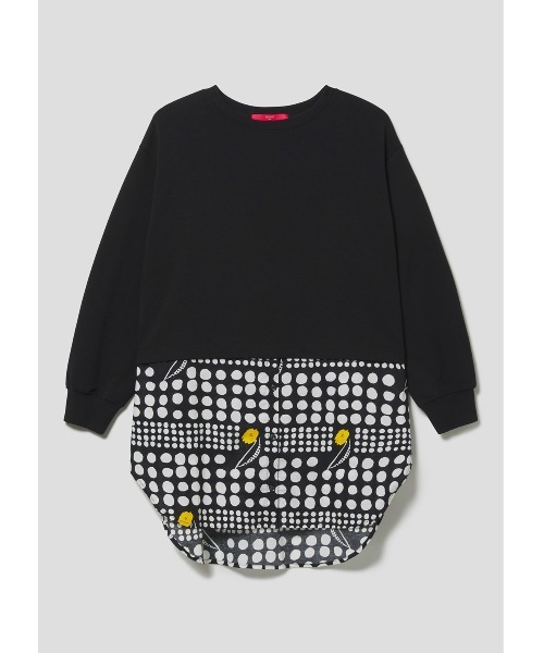 Design Tshirts Store graniph(デザイン ティーシャツ ストア グラニフ)の「ドットアンドホワイトフラワー|ファブリックコンビネーションスウェットワンピース(ワンピース・レディース・ブラック・FREE)」の3枚目の写真