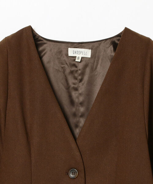 Ray BEAMS(レイビームス)の「GHOSPELL / Submerge Collarless Blazer(ノーカラージャケット・レディース・ブラウン・ONE SIZE)」の5枚目の写真