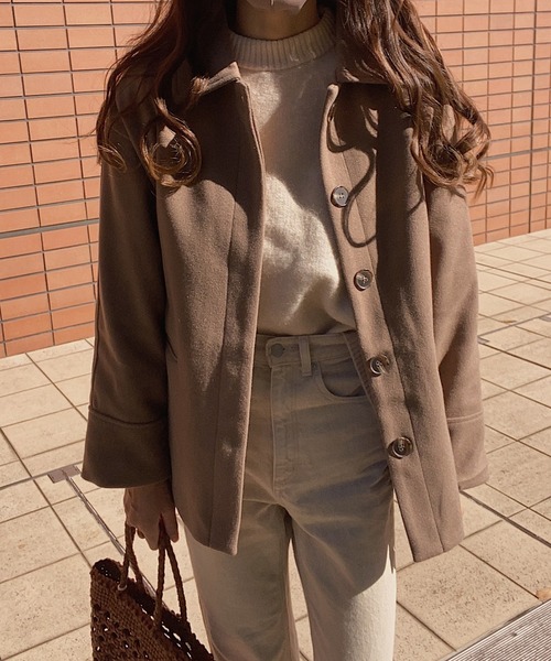 LAUIR(ラウアー)の「比翼ボタンショートコート(その他アウター・レディース・ブラック/ベージュ/ネイビー/グレイッシュベージュ/ダークベージュ・MEDIUM/LARGE/X-LARGE)」の14枚目の写真