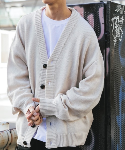 ROOPTOKYO(ループトウキョウ)の「ハイゲージ Vネックニットカーディガン(カーディガン/ボレロ・メンズ・ブラック/チャコール/ブルー/ホワイト・L/M)」の1枚目の写真