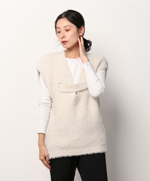 G.V.G.V.(ジーヴィージーヴィー)の「SHAGGY YARN VEST(ベスト・レディース・ホワイト/ブラウン・ONE SIZE)」の8枚目の写真
