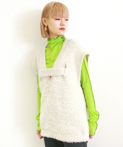 G.V.G.V.(ジーヴィージーヴィー)の「SHAGGY YARN VEST(ベスト・レディース・ホワイト/ブラウン・ONE SIZE)」の18枚目の写真