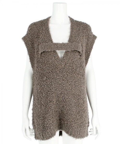 G.V.G.V.(ジーヴィージーヴィー)の「SHAGGY YARN VEST(ベスト・レディース・ホワイト/ブラウン・ONE SIZE)」の9枚目の写真