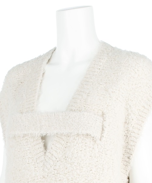 G.V.G.V.(ジーヴィージーヴィー)の「SHAGGY YARN VEST(ベスト・レディース・ホワイト/ブラウン・ONE SIZE)」の6枚目の写真
