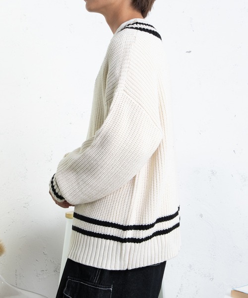 PairPair（ペアペア）の「チルデンニットプルオーバー(ユニセックス)（ニット/セーター・レディース・グリーン/アイボリー/グレイッシュブルー・FREE）」の20枚目の写真