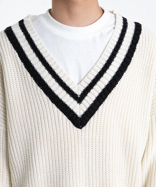 PairPair（ペアペア）の「チルデンニットプルオーバー(ユニセックス)（ニット/セーター・レディース・グリーン/アイボリー/グレイッシュブルー・FREE）」の13枚目の写真